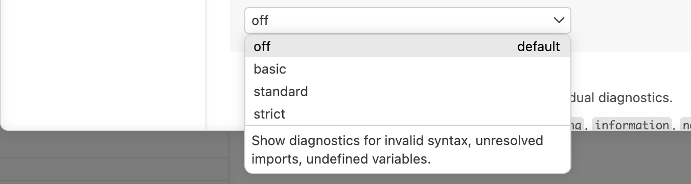 Раскрытый список режимов: off (default), basic, standard, strict