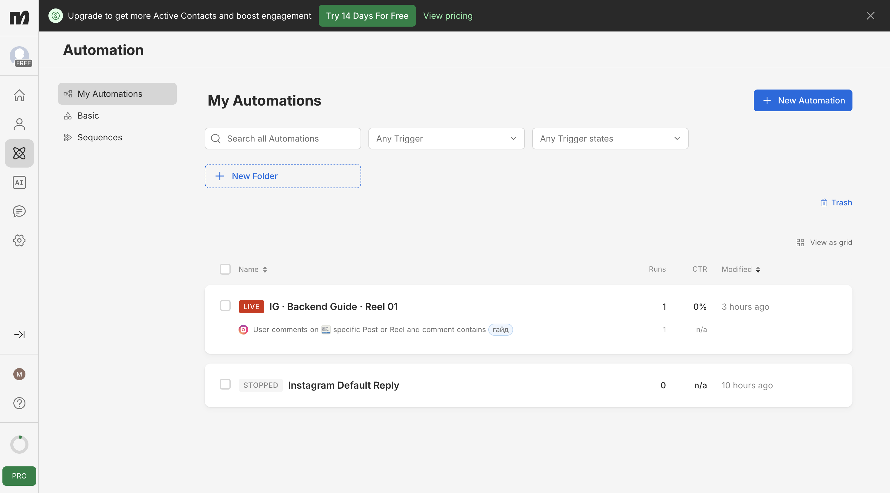 Automation status.