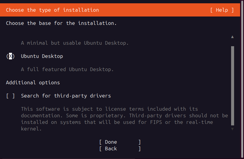 Выбор полного Ubuntu Desktop