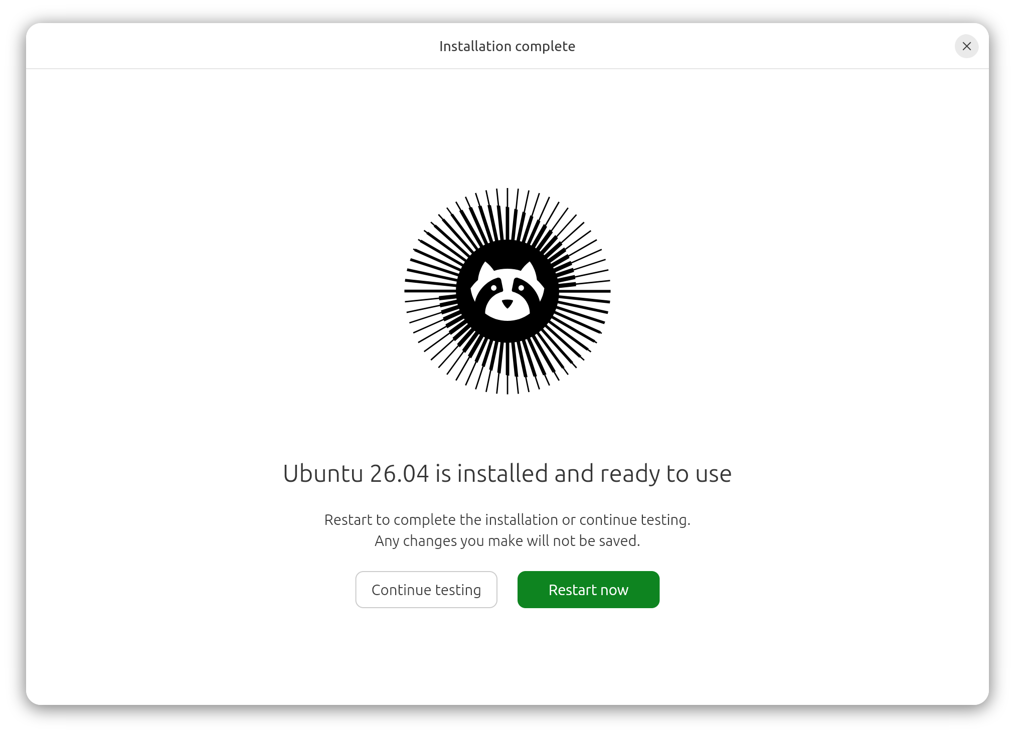 Установка Ubuntu завершена