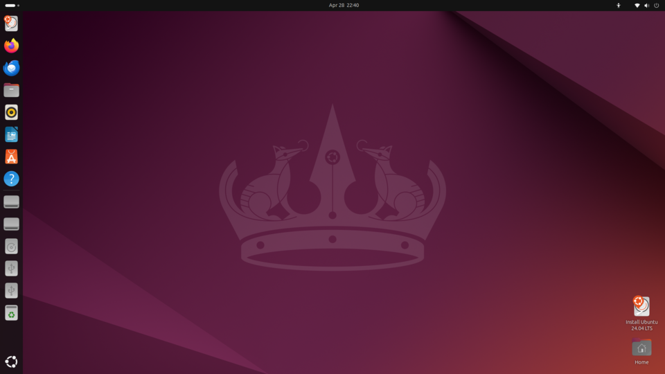 Рабочий стол Ubuntu 24.04