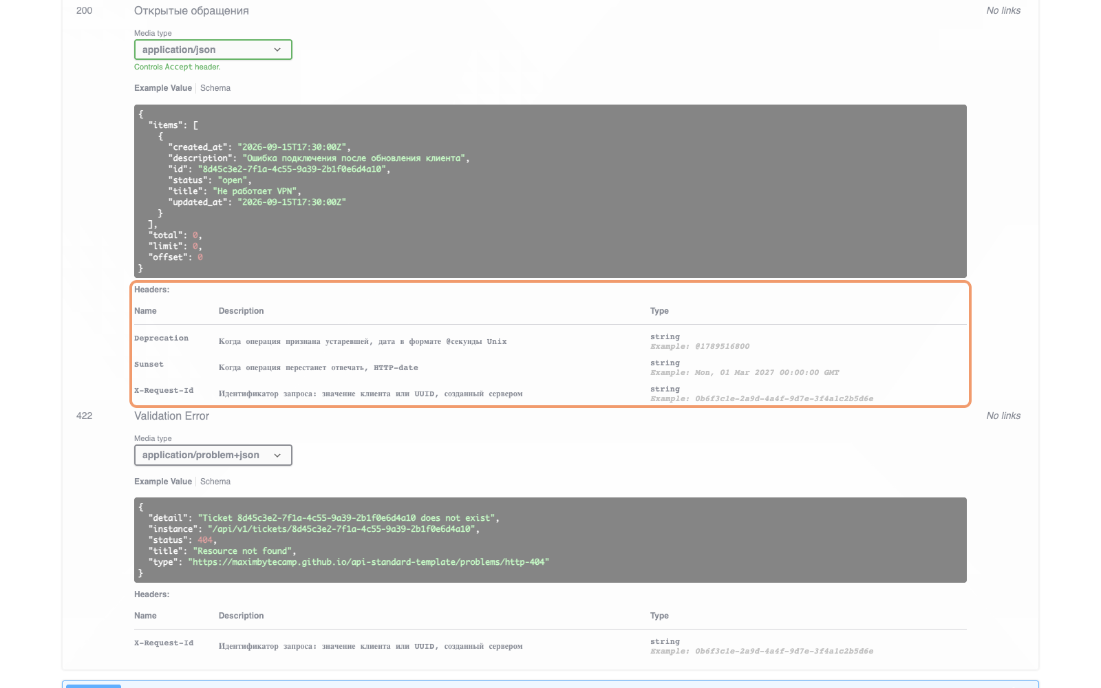 Операция в Swagger UI с перечёркнутым адресом и плашкой deprecated