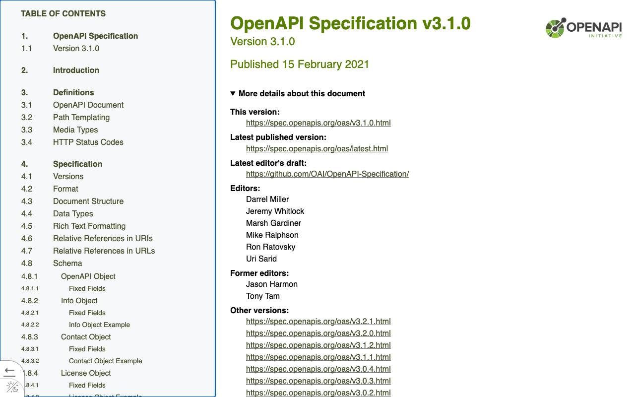 OpenAPI Specification 3.1.0.