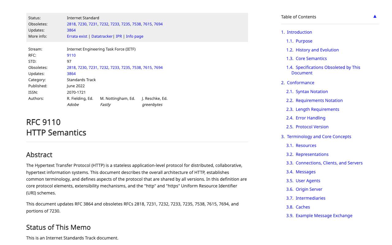 RFC 9110 «HTTP Semantics» на сайте rfc-editor.org.