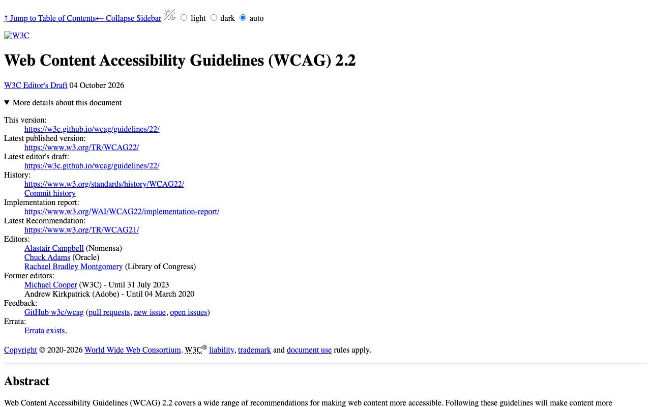 WCAG 2.2 на сайте W3C.